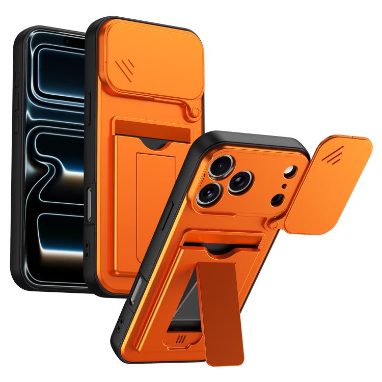 Card Holder Series Sliding Lens Cover, Hybrid PC + TPU Phone Case