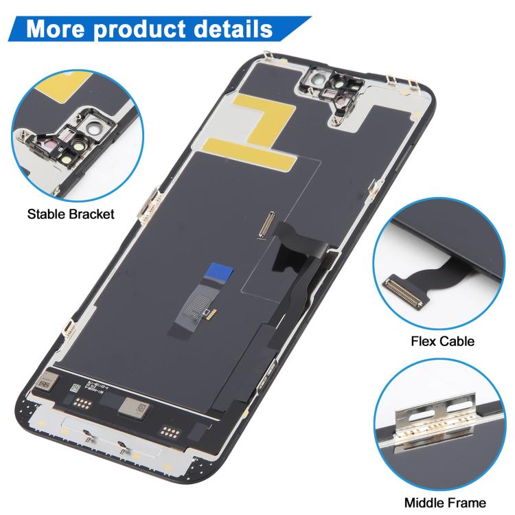 وحدة شاشة JK لهاتف iPhone 14 Pro Max مع كابل فليكس وإطار وسطي