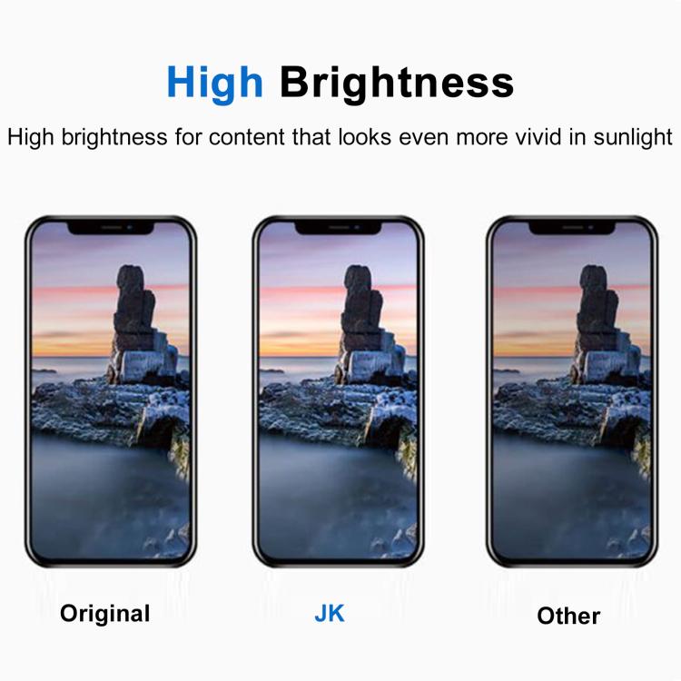 شاشة JK لهاتف iPhone 14 Pro Max مع عرض سطوع عالي مقارنة