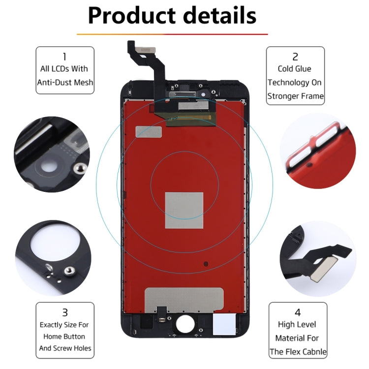 Complete LCD screen and digitizer assembly for iPhone 6S Plus, i6S Plus Original White, i6S Plus Original Black