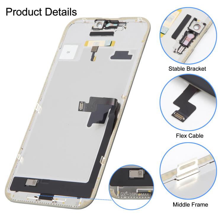 ⁧شاشة GX Soft OLED لهاتف iPhone 16 Pro Max⁩, For iPhone 16 Pro Max(GX Soft LCD)