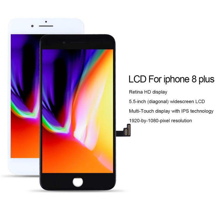 Original LCD Screen and Digitizer Assembly for iPhone 8 Plus, i8 Plus Original Black, i8 Plus Original White